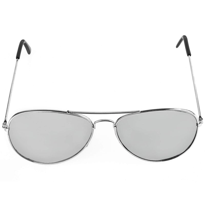 Skeleteen Silver Mirrored Aviator Sunglasses - Military Style Mirror Sun Glasses with Metal Frame and UV 400 Protection - Image 3